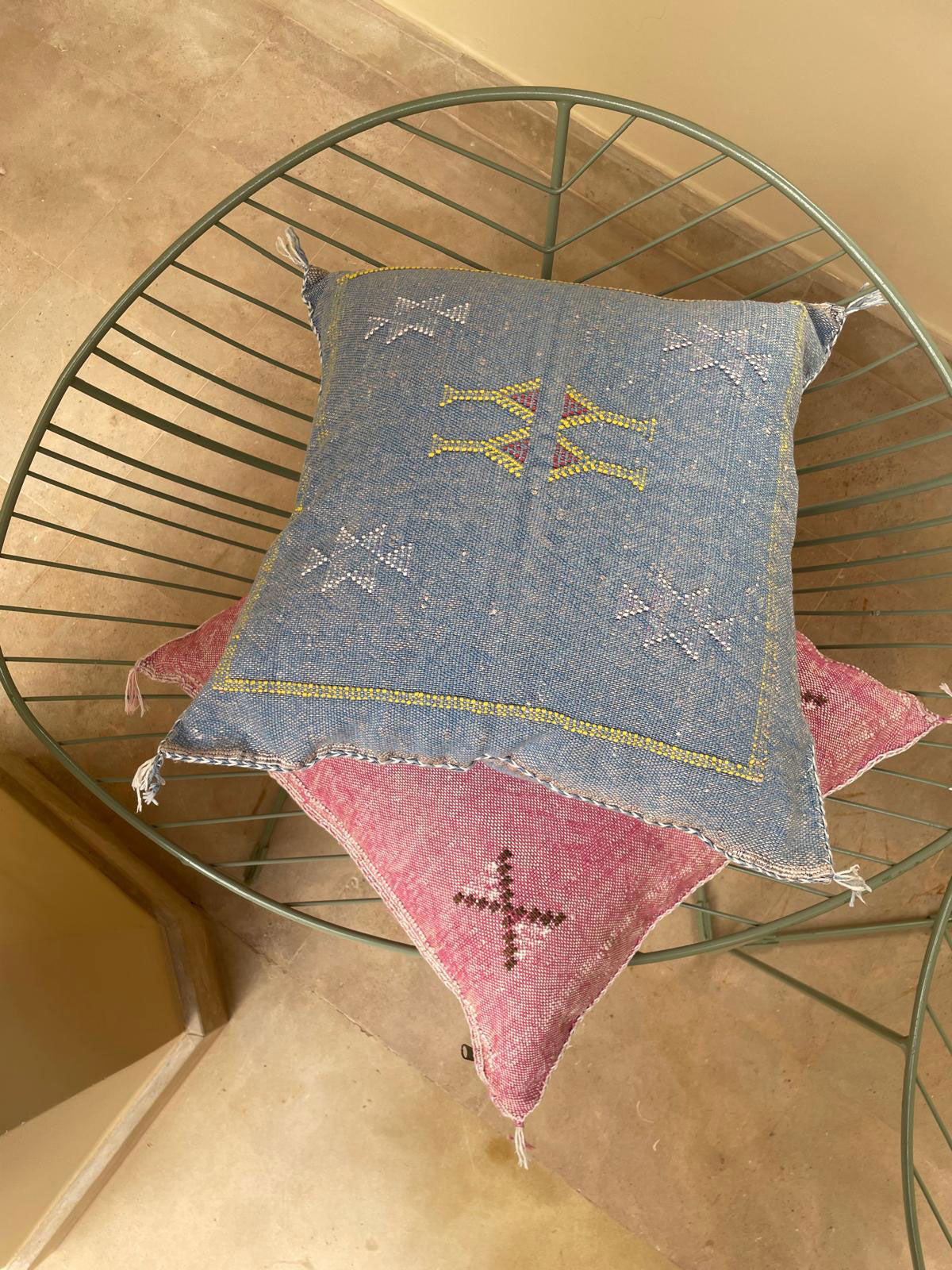 Handmade Moroccan Berber Cushion - Pale Blue (Cover) 49 x 49 cm