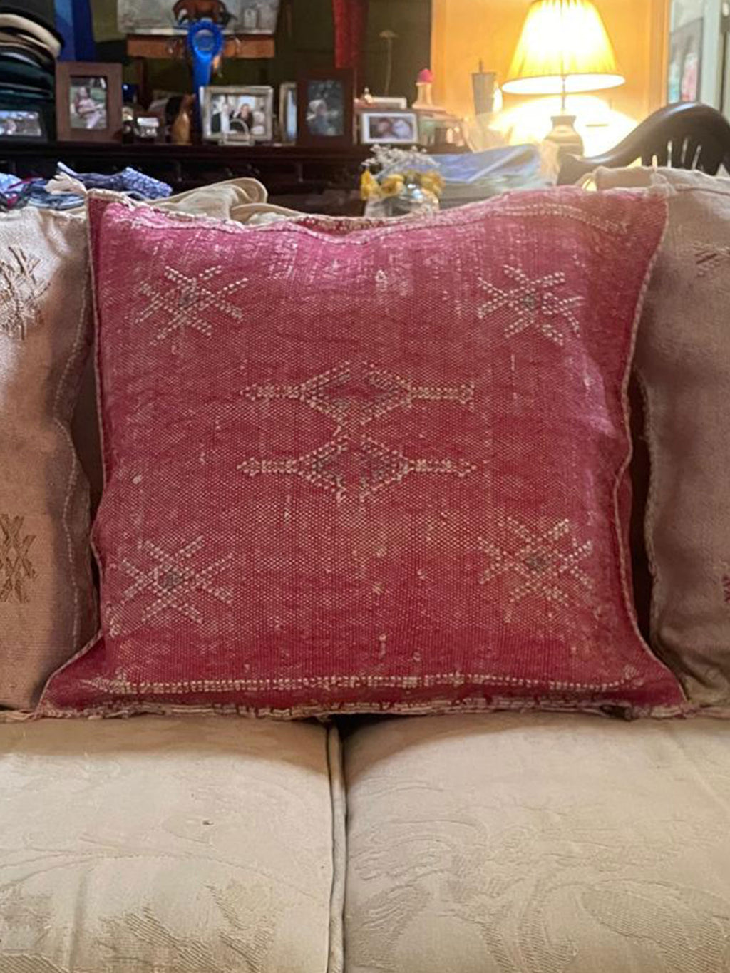 Zanbaq Handmade Moroccan Berber Cushion - Cerise (Cover) 49 x 49 cm