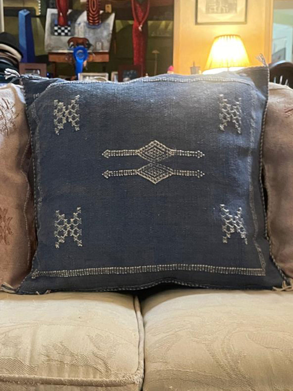 Zanbaq Handmade Moroccan Berber Cushion - Dark Bluebell (Cover) 49 x 49 cm