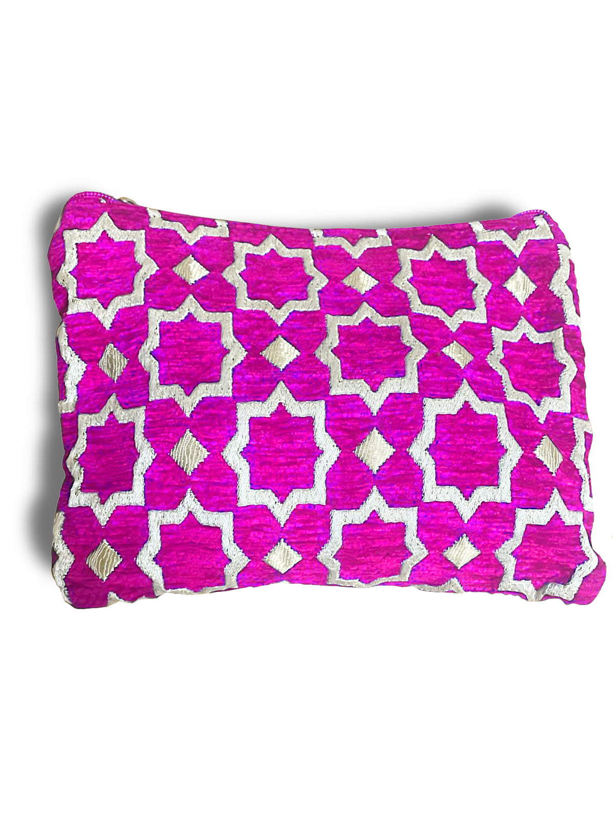 Moroccan Geometric Pattern Clutch Bag in Fuchsia