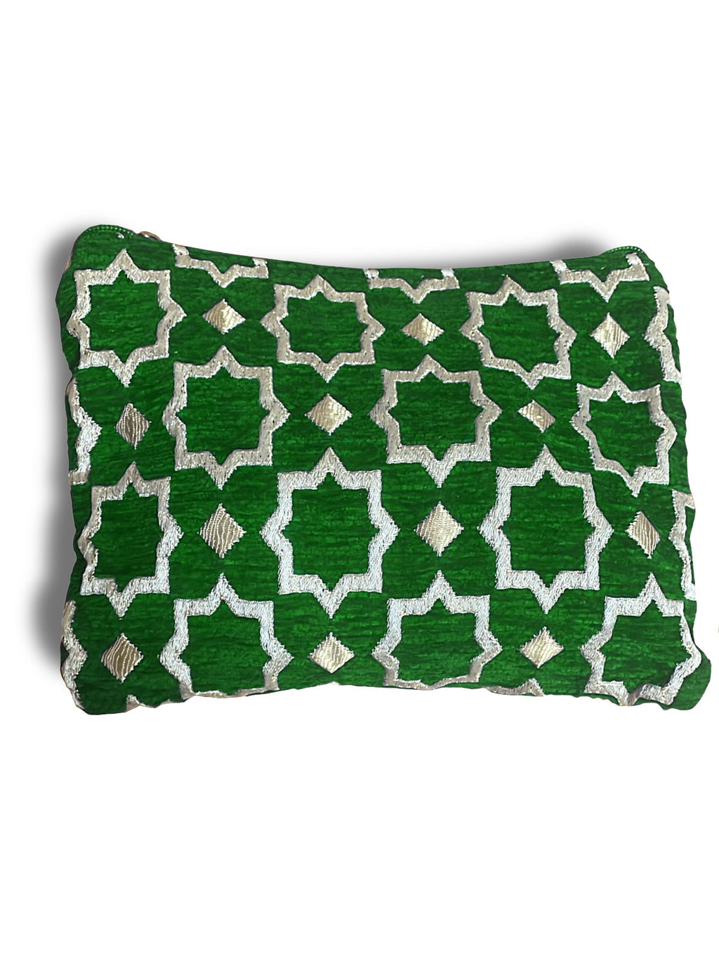 Moroccan Geometric Pattern Clutch Bag in Green