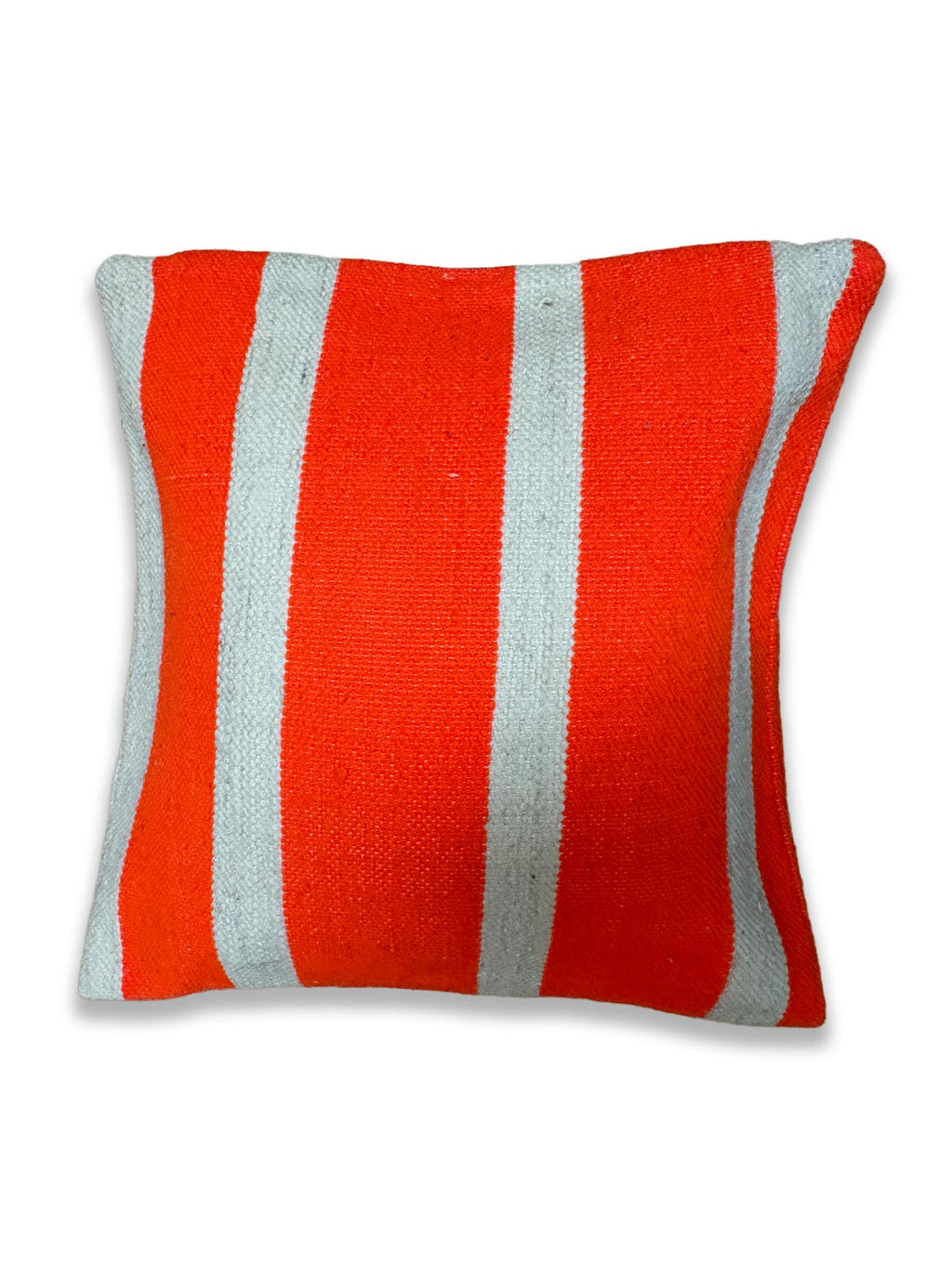 Khutut Handmade Moroccan Berber Cushion - Orange & Cream Stripes (Cover) 49 x 49 cm