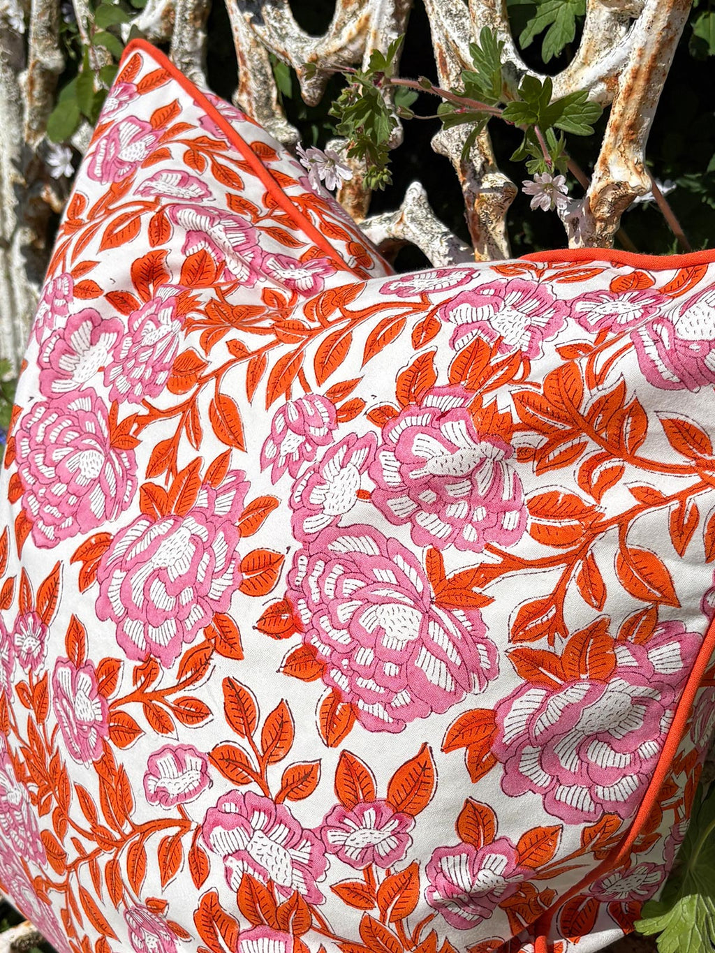 Stella Floral Pattern Water Resistant Cushion - Pink/Orange (Cover) 45 x 45 cm