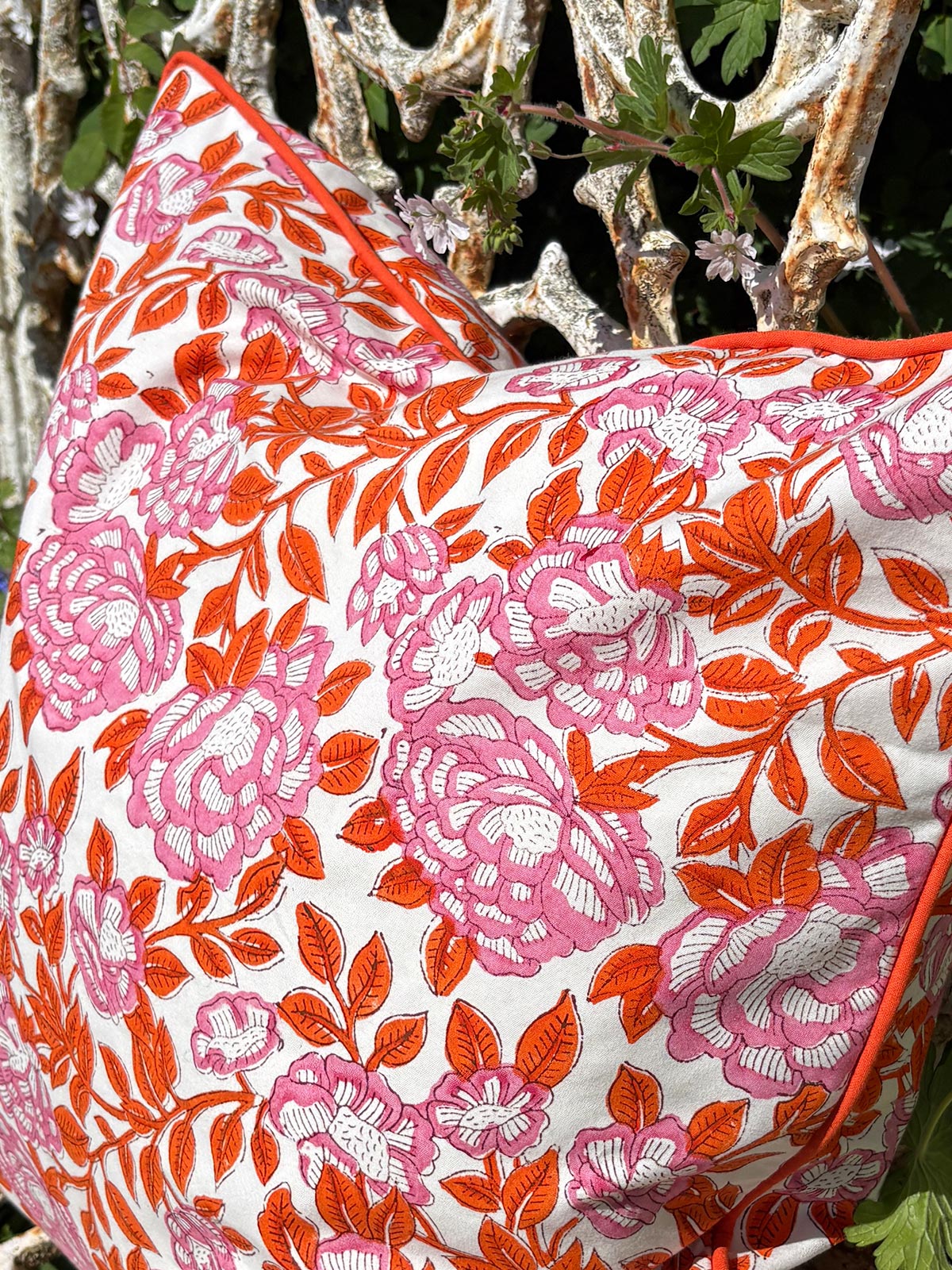Stella Floral Pattern Water Resistant Cushion - Pink/Orange (Cover) 45 x 45 cm
