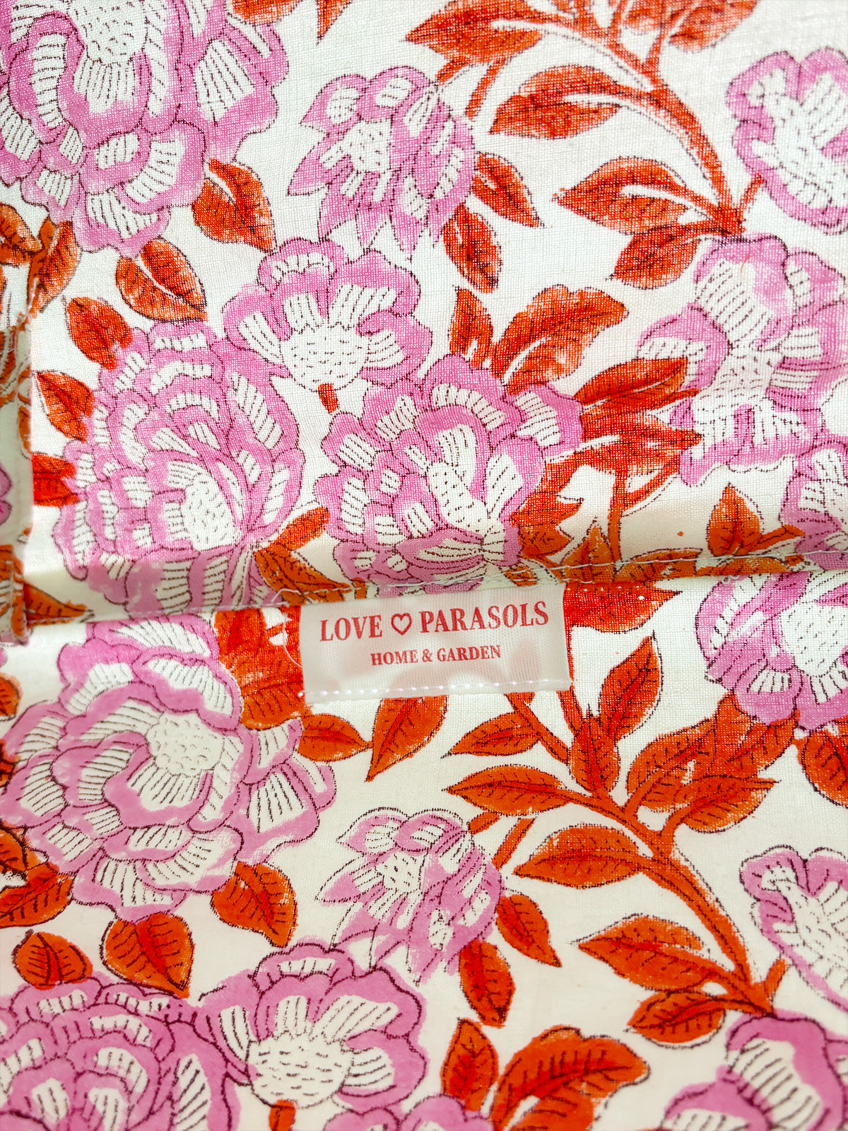 Stella Traditional Wooden Octagonal Parasol (Orange/Pink Floral Motif)