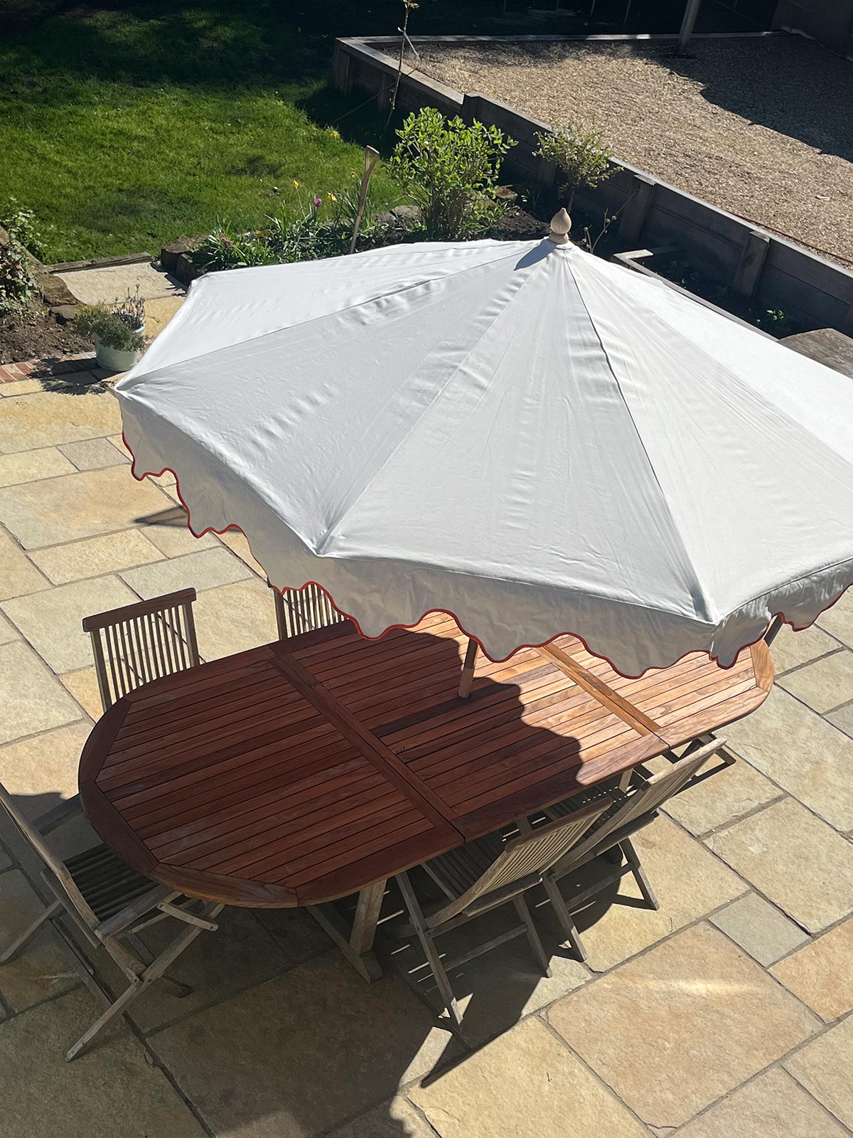 Stella Traditional Wooden Octagonal Parasol (Orange/Pink Floral Motif)