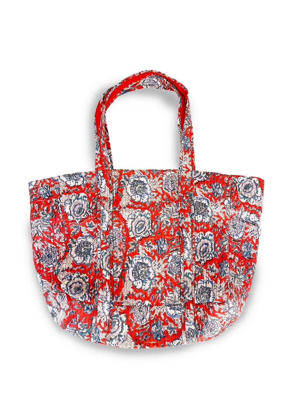 Pushpa Floral Pattern Large Tote Bag in Vermilion 56 x 33 x 24 cm (44 Litres)