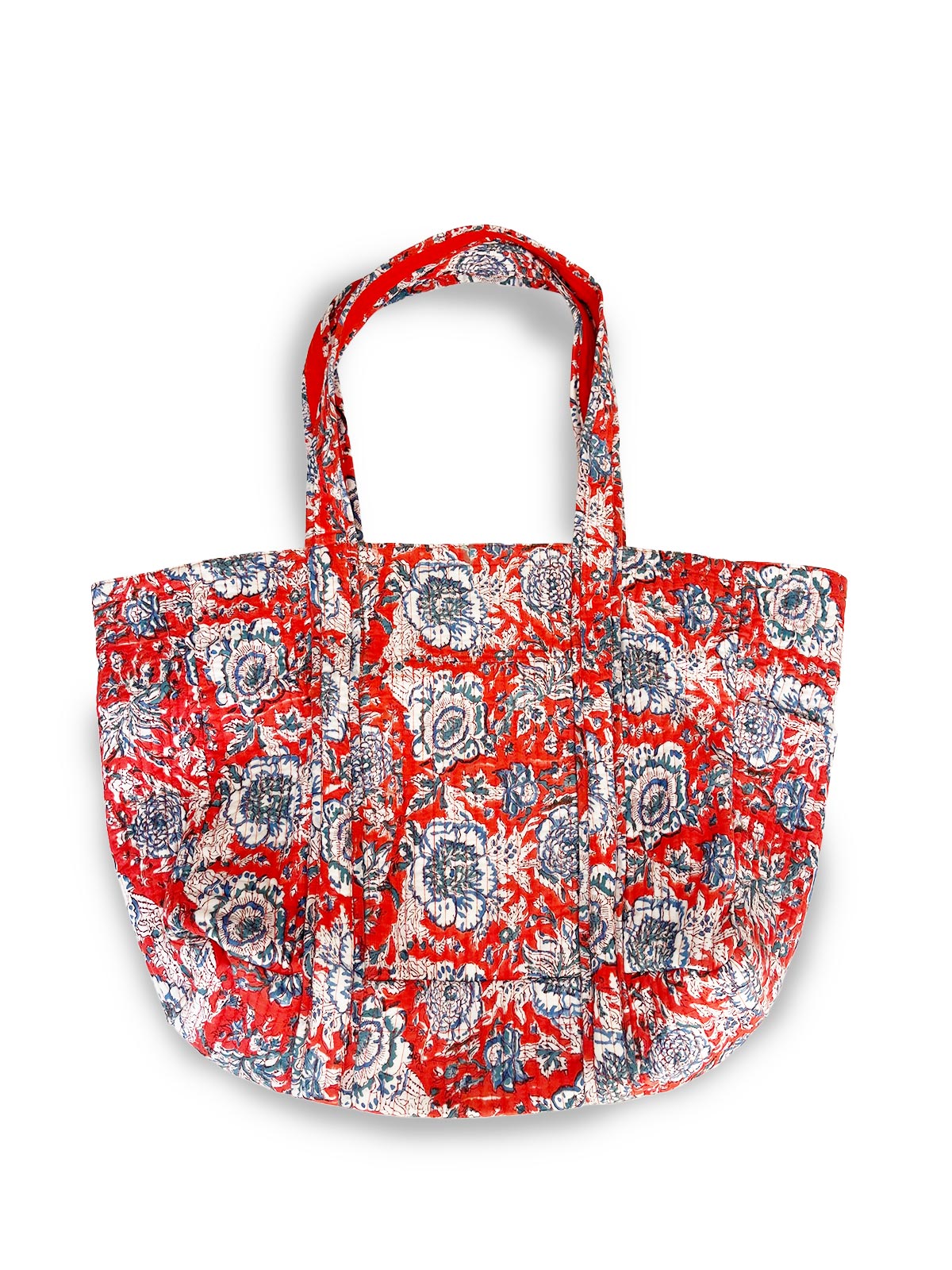 Pushpa Floral Pattern Large Tote Bag in Vermilion 56 x 33 x 24 cm (44 Litres)