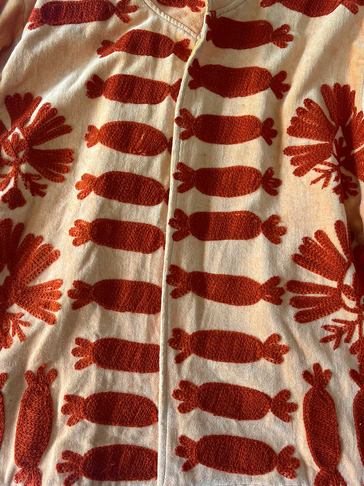 Amber Velvet Suzani Embroidered Womens Jacket - Orange Pattern