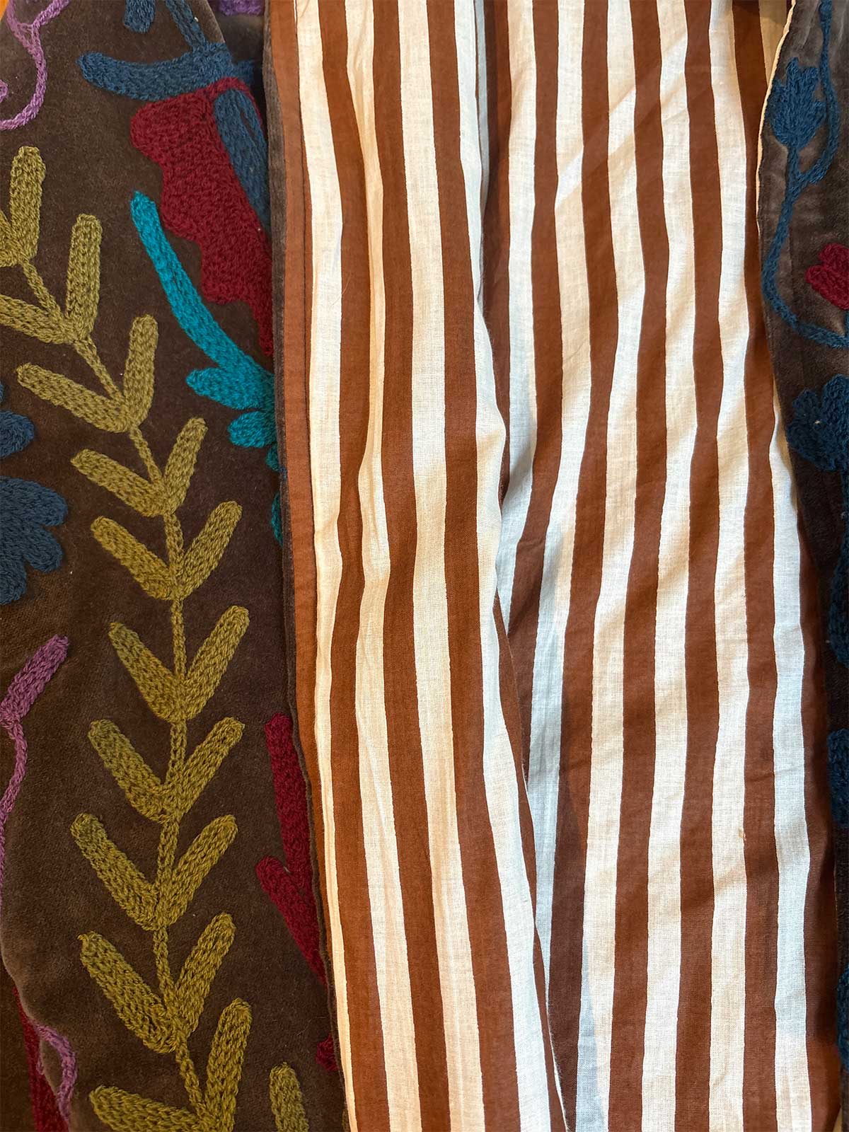 Brown Velvet Suzani Embroidered Womens Jacket - Teal, Burgundy, Pink & Gold Pattern
