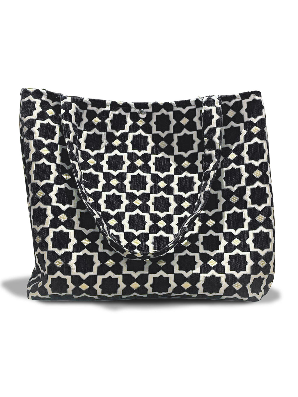 Moroccan Geometric Pattern Large Tote Bag in Black