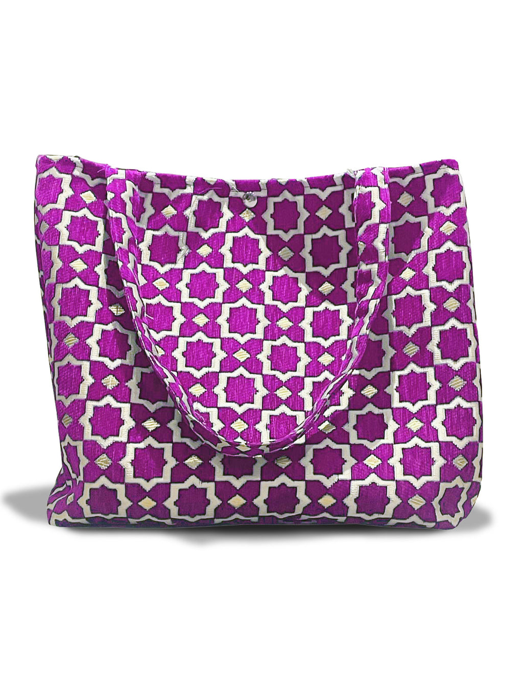 Moroccan Geometric Pattern Large Tote Bag in Fuchsia