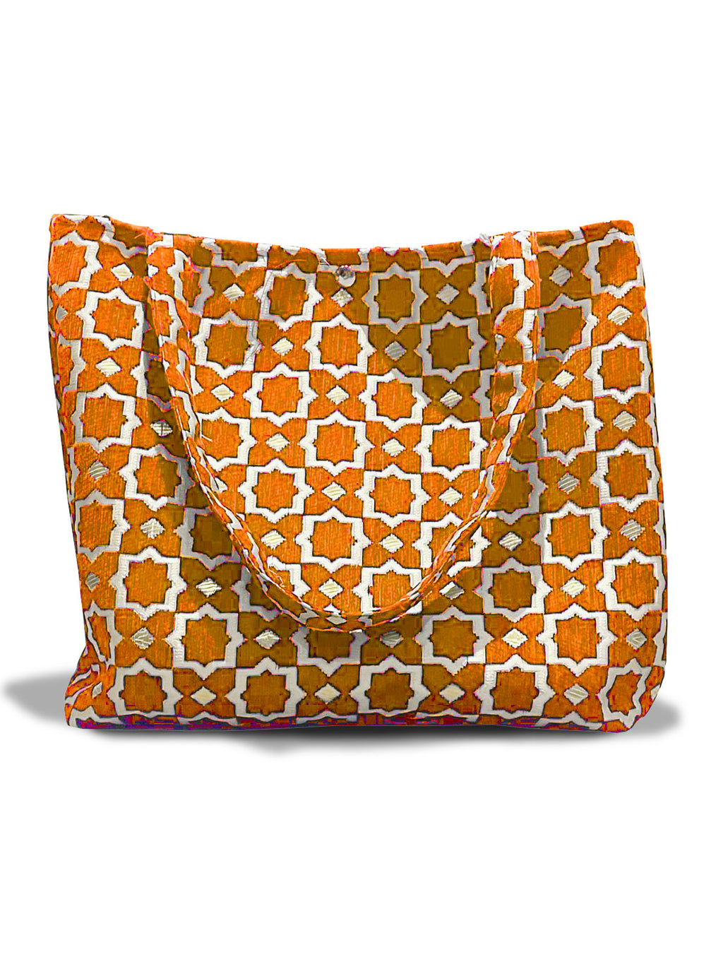 Moroccan Geometric Pattern Large Tote Bag in Fuchsia