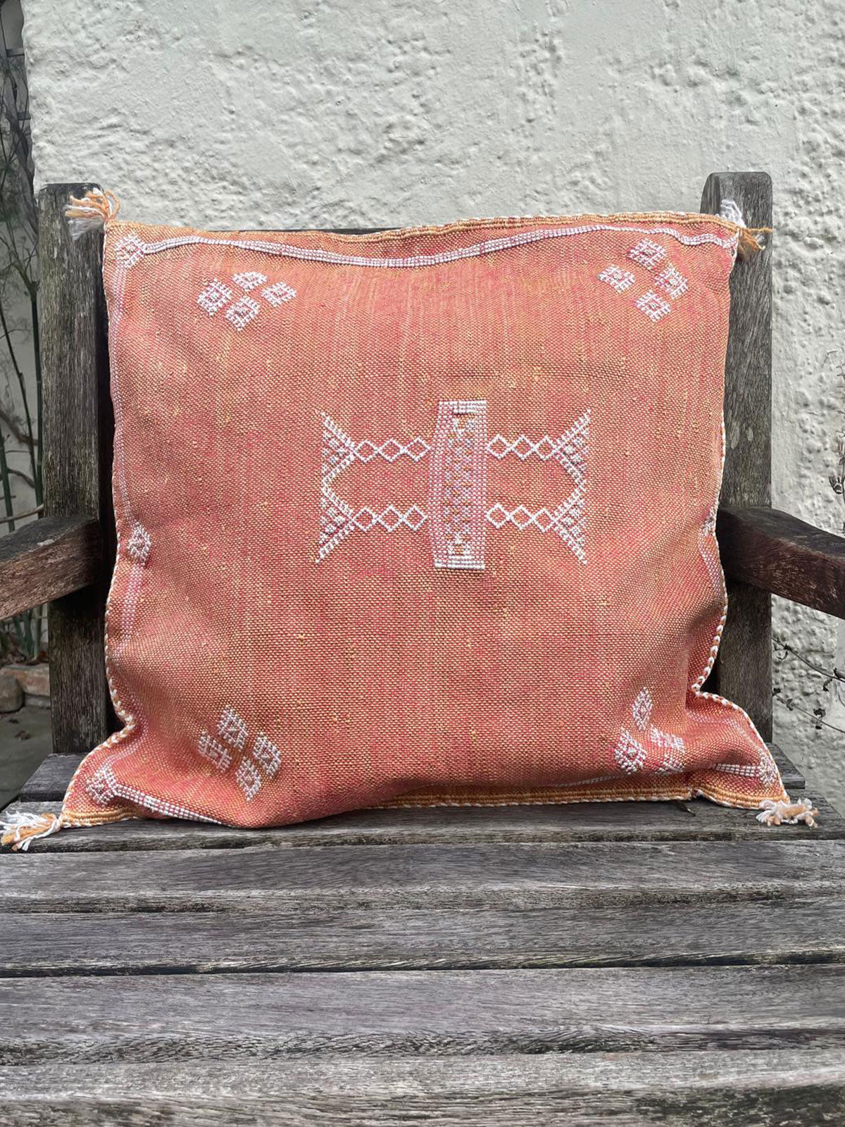 Zanbaq Handmade Moroccan Berber Cushion - Pale Orange (Cover) 49 x 49 cm